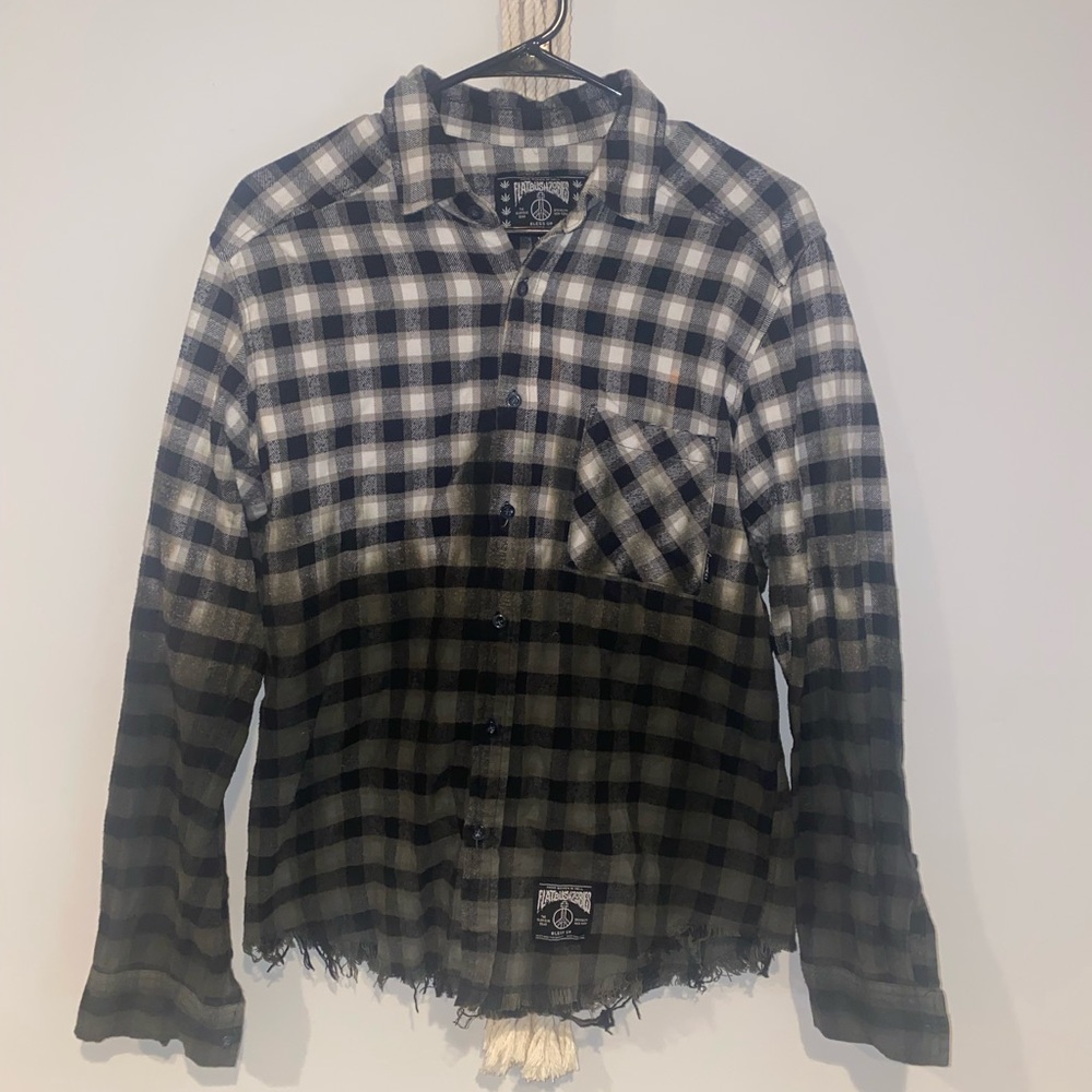Dip-dyed green/black/white flannel, Flatbush Zombies